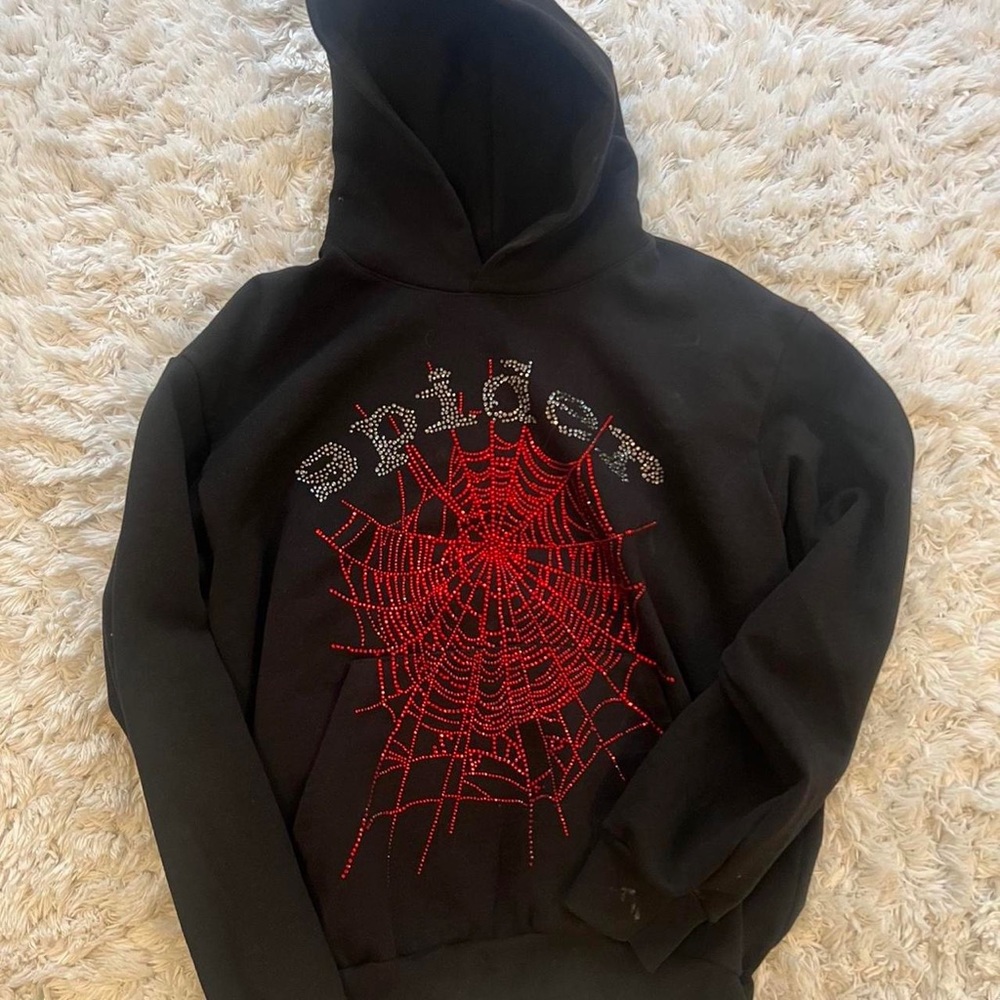 SPIDERWORLDWIDE HOODIE WITH RHINESTONES